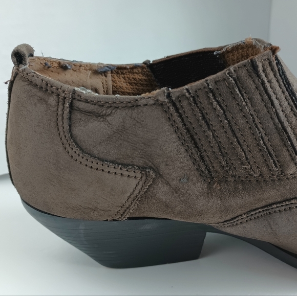 Zodiac Womens 7 Suede Ankle Boot Bootie Brown Leather Pointed Toe Western Stitch - Picture 2 of 10